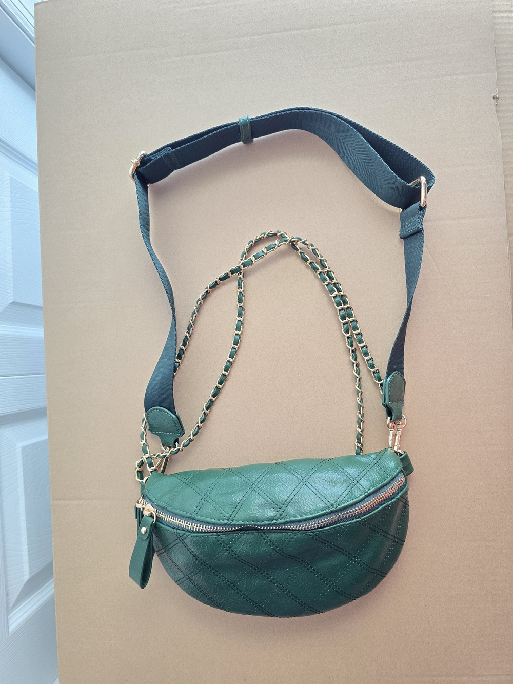 Urban Expressions Green Quilted Crossbody Belt Bag